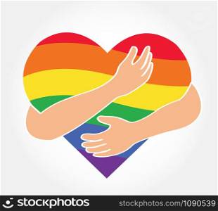 hugging heart vector , Hug yourself , Love yourself LGBT