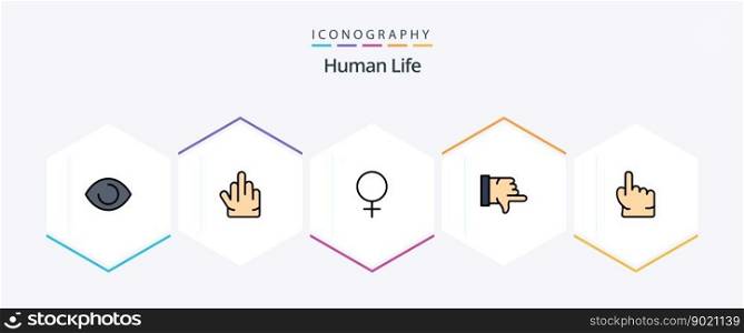 Human 25 FilledLine icon pack including . point. gender. hand. vote