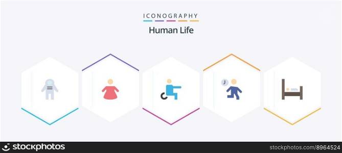 Human 25 Flat icon pack including people. bed. people. time. office