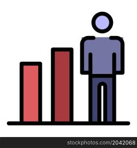 Human ability growth icon. Outline human ability growth vector icon color flat isolated. Human ability growth icon color outline vector