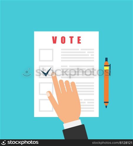 Human and Ballot Papers. Election and Voting Elements. Illustration Human and Ballot Papers. Election and Voting Elements in Flat Style - Vector