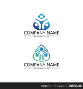 Human and people logo design Community care icon and vector group