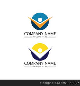 Human and people logo design Community care icon and vector group