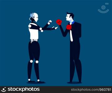 Human and robot fighting. Concept business technology illustration. Vector cartoon character and abstract
