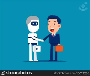 Human and robot handshake. Business relationship concept, Artificial intelligence