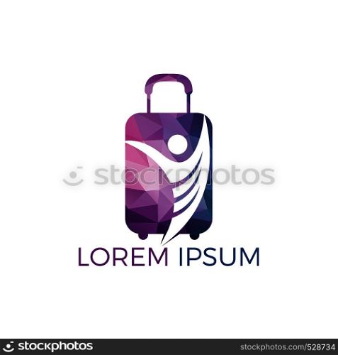 Human and travel bag logo design. tourist and travel vector logo design concept.