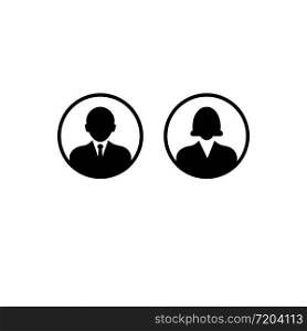 Human avatar man and women for web profile or person symbol or use sign icon in black on isolated white background. EPS 10 vector. Human avatar man and women for web profile or person symbol or use sign icon in black on isolated white background. EPS 10 vector.
