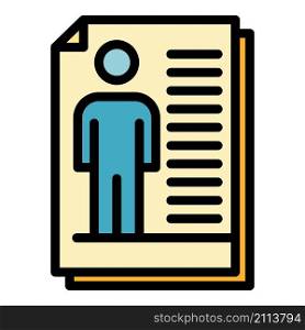 Human biology report icon. Outline human biology report vector icon color flat isolated. Human biology report icon color outline vector