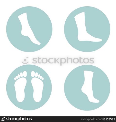 Human body parts. Foot care Icons Set. Vector illustrations flat icon of human feet. Human foot, leg icon isolated on white background. Vector illustration
