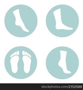 Human body parts. Foot care Icons Set. Vector illustrations flat icon of human feet. Human foot, leg icon isolated on white background. Vector illustration