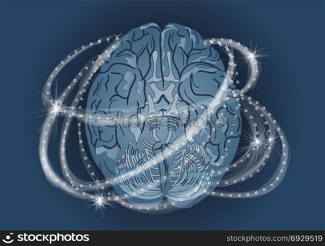 human brain activity. abstract brain with white light