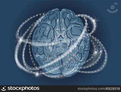 human brain activity. abstract brain with white light
