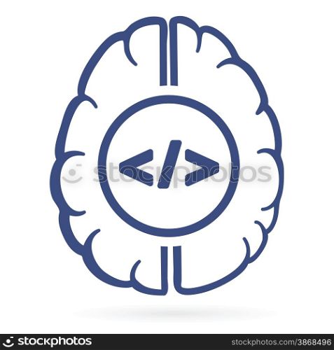 human brain and html tags inside vector illustration