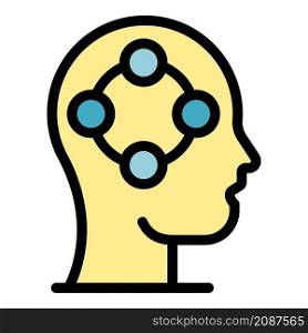 Human brain changes icon. Outline human brain changes vector icon color flat isolated. Human brain changes icon color outline vector