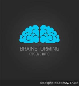 Human brain flat icon brainstorming creative mind concept isolated on dark background vector illustration