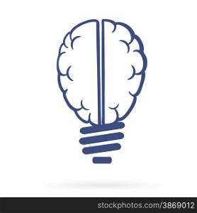 Human brain lightbulb web icon vector illustration.