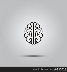 human brain on white. Vector outline illustration of human brain on white background