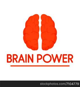 Human brain power logo. Flat illustration of human brain power vector logo for web design. Human brain power logo, flat style