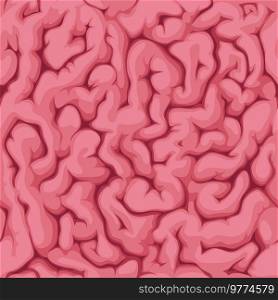 Human brain seamless pattern. Pink vector background with cranium cortex, convolutions and crinkles. Neural system medical and scientific anatomical repetitive wallpaper. Medical and brain texture. Human brain seamless pattern, pink background
