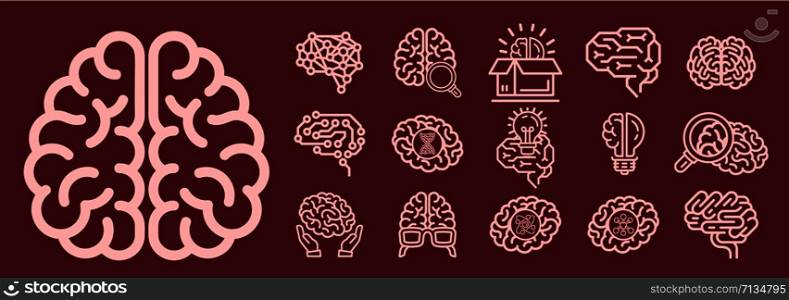 Human brains icon set. Illustration of human brains icon vector set for any design. Human brains icon set. Vector illustration
