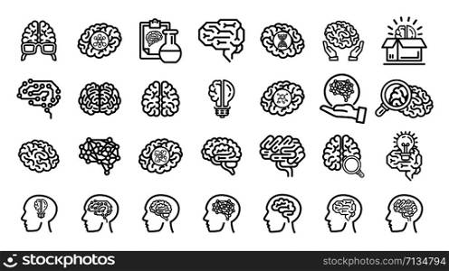 Human brains icon set. Illustration of human brains icon vector set isolated on white background. Human brains icon set. Vector illustration