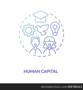 Human capital concept icon. Intangible assets type idea thin line illustration. Improving quality. Ability performing labour. Producing economic value. Vector isolated outline RGB color drawing. Human capital concept icon
