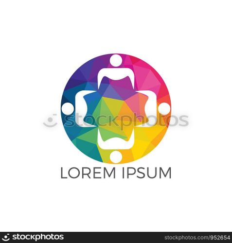 Human Character group and team vector logo design. Business and Community logo. Teamwork symbol. Social logo. Partnership people icon.