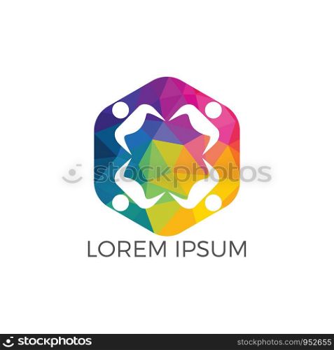 Human Character group and team vector logo design. Business and Community logo. Teamwork symbol. Social logo. Partnership people icon.