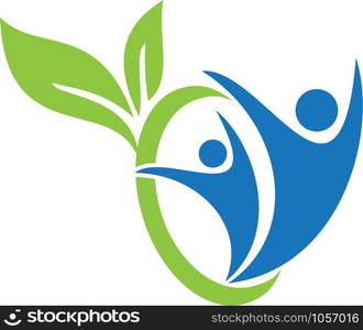 Human character health care and wellness logo design