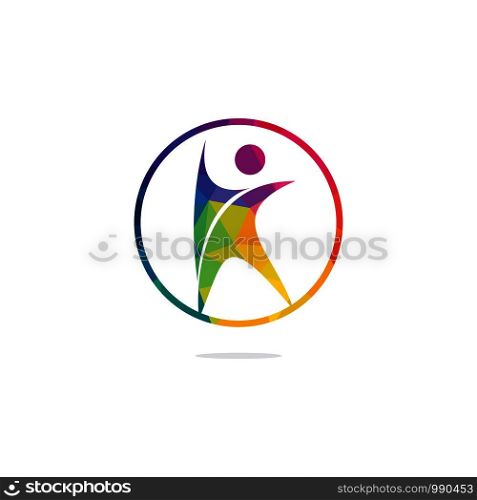 Human character health logo design. Fitness and health abstract logo design. Active human logo medical logo concept.