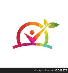 Human character logo sign Health care logo. Healthy person people tree Eco and bio icon human character icon nature care symbol.