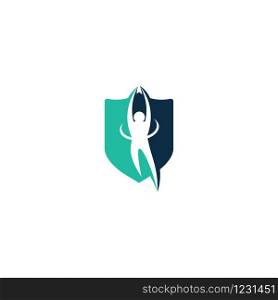 Human character logo sign Health care logo sign,Freedom vector logo concept illustration. Health logo sign.