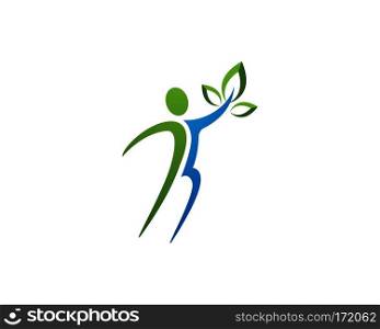 Human character logo sign Health care logo sign. Nature logo sign. Green life logo sign. Vector logo template.
