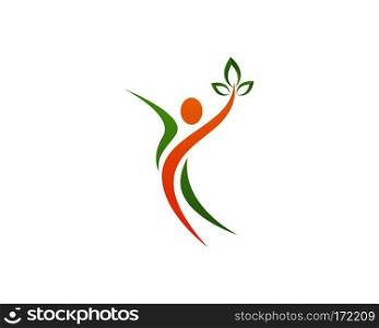 Human character logo sign Health care logo sign. Nature logo sign. Green life logo sign. Vector logo template.
