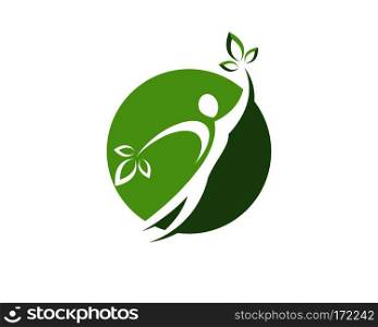 Human character logo sign Health care logo sign. Nature logo sign. Green life logo sign. Vector logo template. 