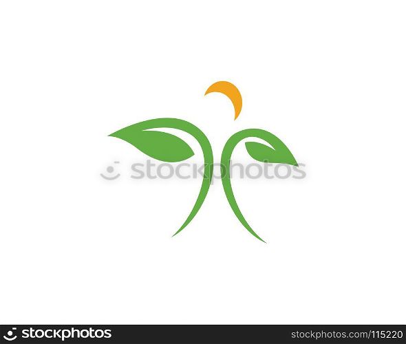 Human character with leaf logo sign illustration vector design