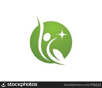 Human character with leaf logo sign illustration vector design