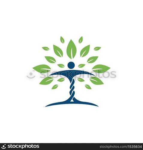 Human character with leaves logo design. Health and beauty salon logo.