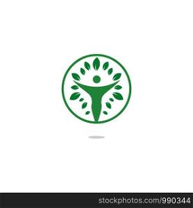 Human character with leaves logo design. Health and beauty salon logo. Nature and fitness logo.