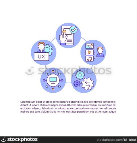 Human-computer interaction concept line icons with text. PPT page vector template with copy space. Brochure, magazine, newsletter design element. User experience design linear illustrations on white. Human-computer interaction concept line icons with text