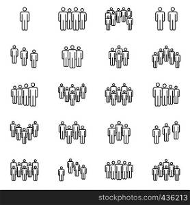 Human crowd symbols. People group vector line icons. Social people group, teamwork community illustration. Human crowd symbols. People group vector line icons