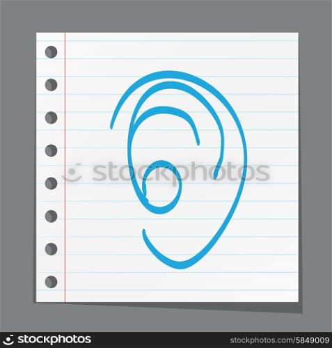 Human ear. Doodle style