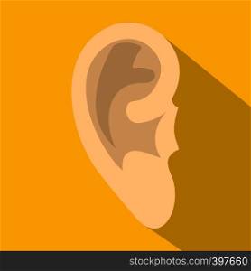 Human ear icon. Flat illustration of human ear vector icon for web. Human ear icon, flat style