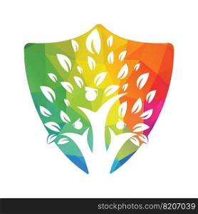 Human Education Tree Concept Logo Design Template. Students with Graduation Cap logo vector. 