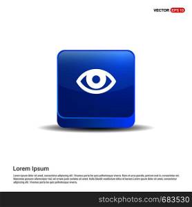 Human eye icon - 3d Blue Button.