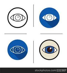 Human eye icon. Flat design, linear and color styles. Ophthalmology. Eyes care. Isolated vector illustrations. Human eye icon
