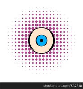 Human eye icon in comics style on a white background. Human eye icon, comics style