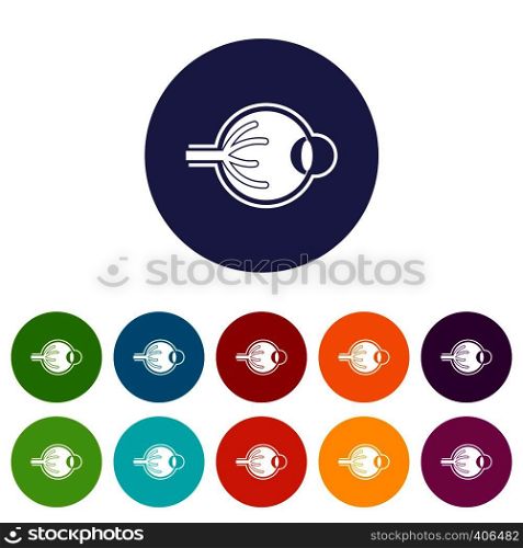 Human eyeball set icons in different colors isolated on white background. Human eyeball set icons