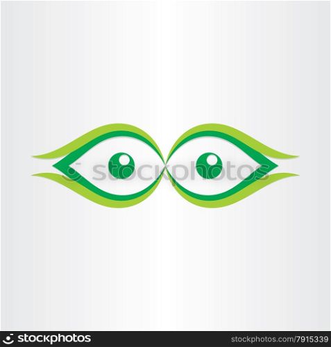 human eyes stylized icon look green watching dot front view