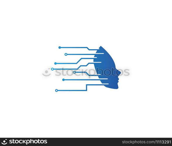 Human face technology logo vector template